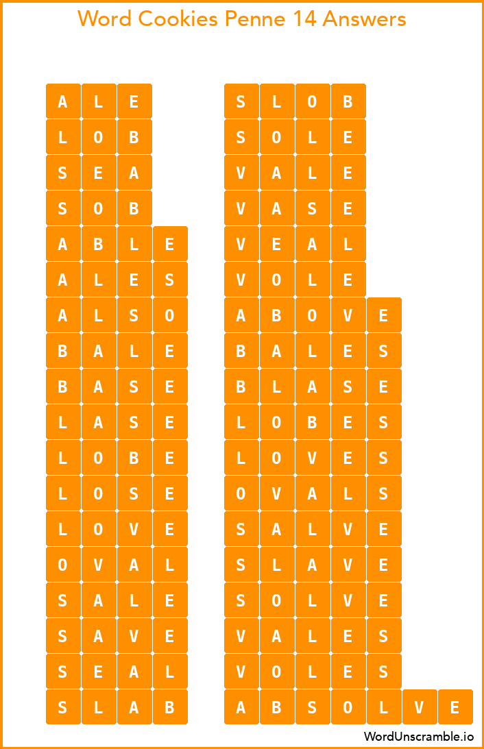 Word Cookies Penne 14 Answers
