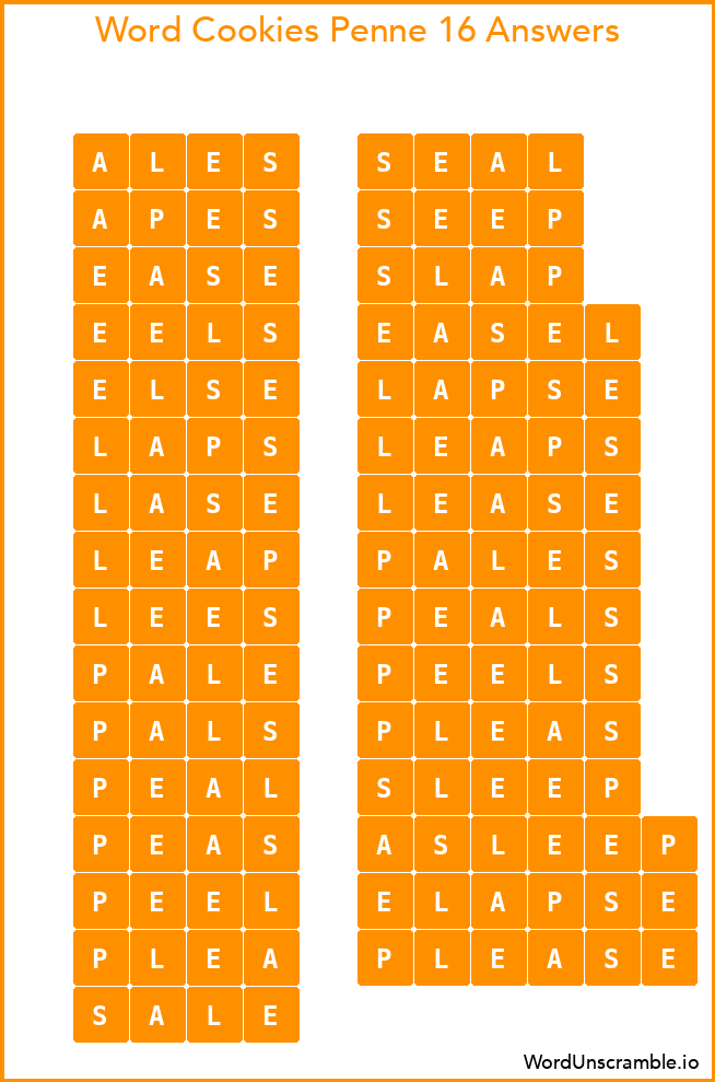 Word Cookies Penne 16 Answers