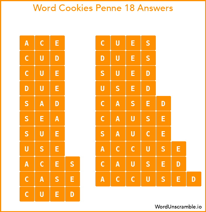 Word Cookies Penne 18 Answers