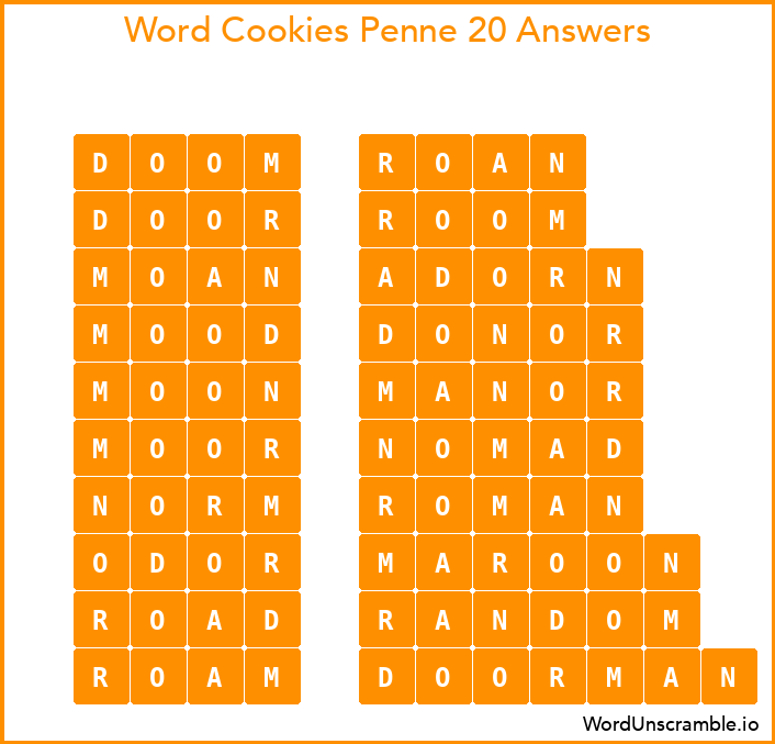 Word Cookies Penne 20 Answers