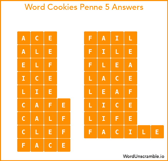 Word Cookies Penne 5 Answers