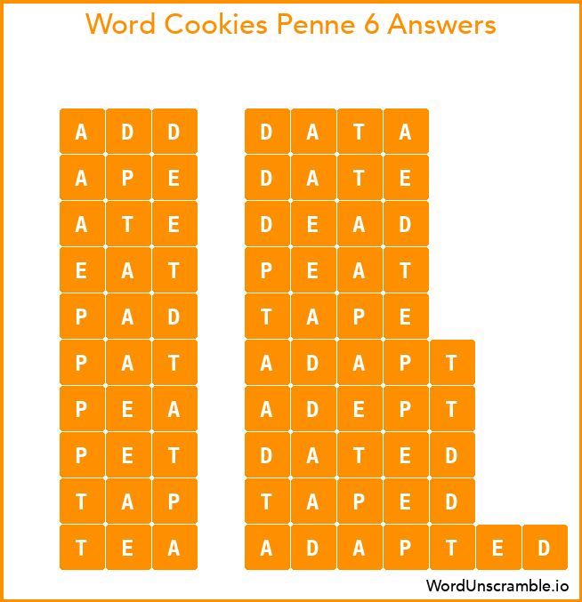 Word Cookies Penne 6 Answers