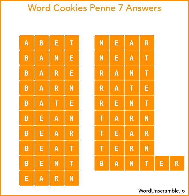 Word Cookies Penne 7 Answers