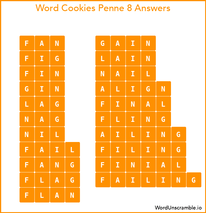 Word Cookies Penne 8 Answers
