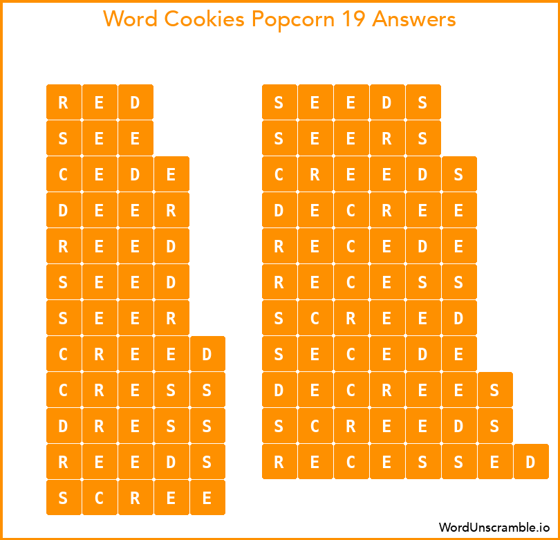 Word Cookies Popcorn 19 Answers
