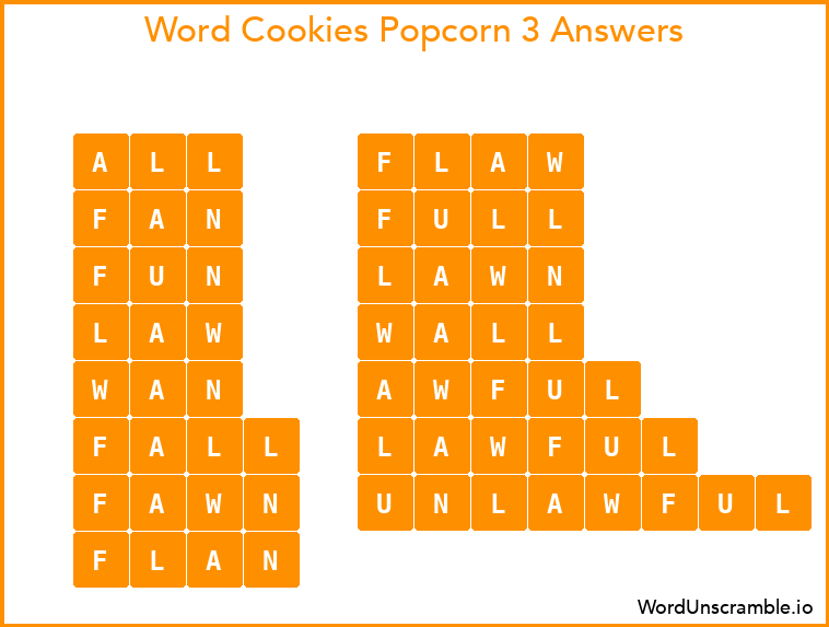 Word Cookies Popcorn 3 Answers
