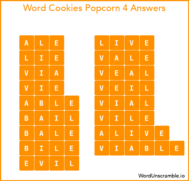 Word Cookies Popcorn 4 Answers