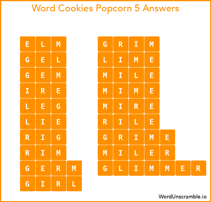 Word Cookies Popcorn 5 Answers