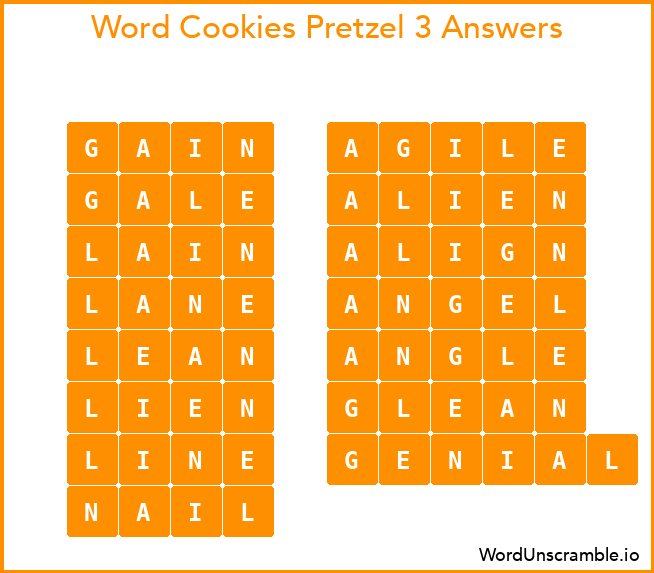 Word Cookies Pretzel 3 Answers