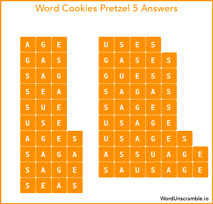 Word Cookies Pretzel 5 Answers