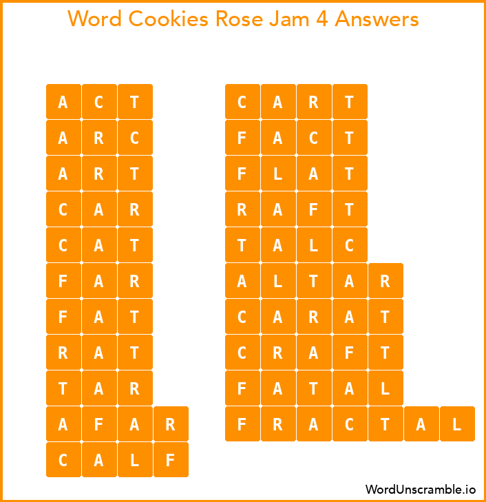 Word Cookies Rose Jam 4 Answers
