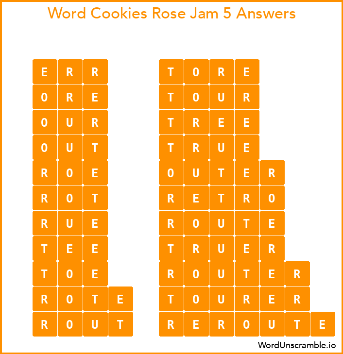 Word Cookies Rose Jam 5 Answers