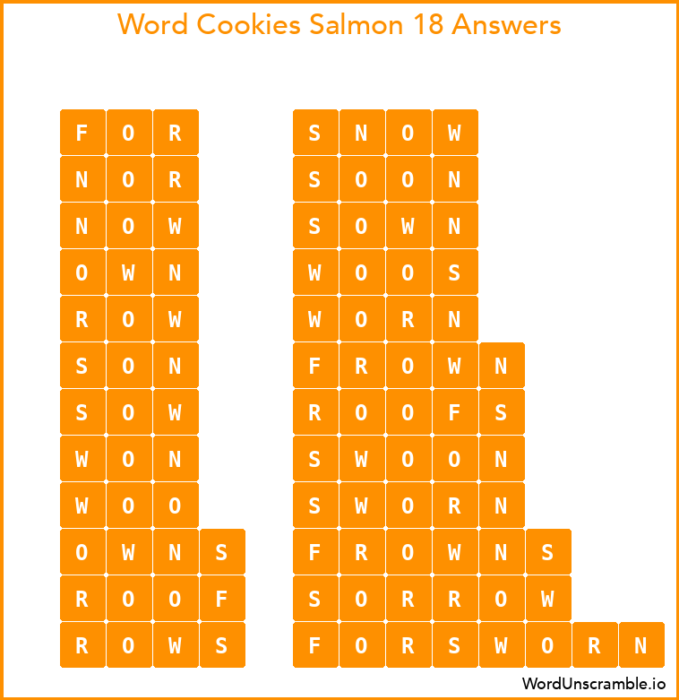 Word Cookies Salmon 18 Answers