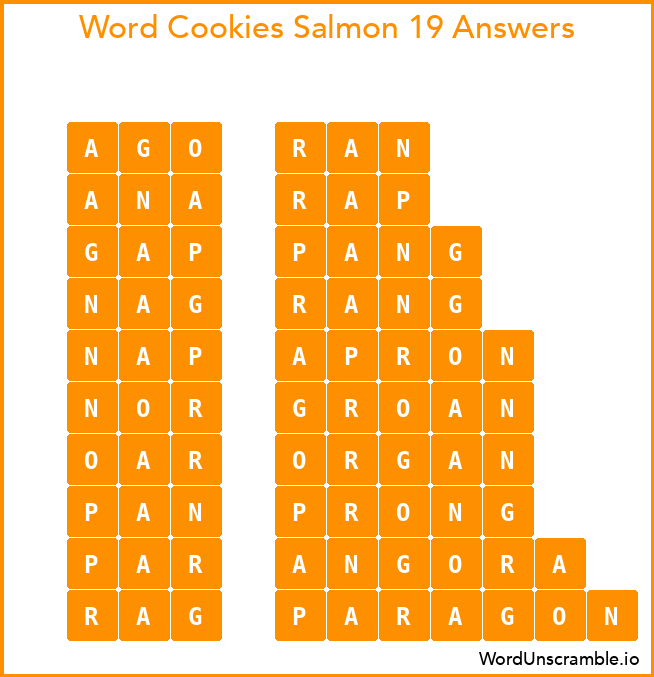 Word Cookies Salmon 19 Answers