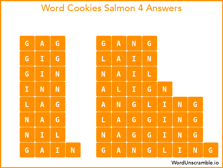 Word Cookies Salmon 4 Answers