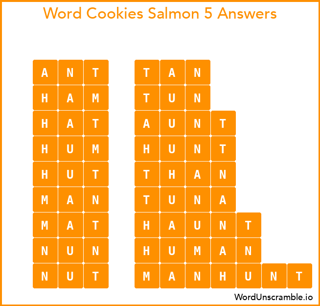 Word Cookies Salmon 5 Answers