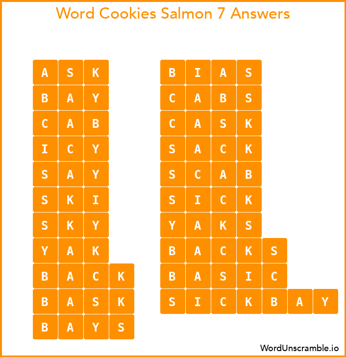 Word Cookies Salmon 7 Answers