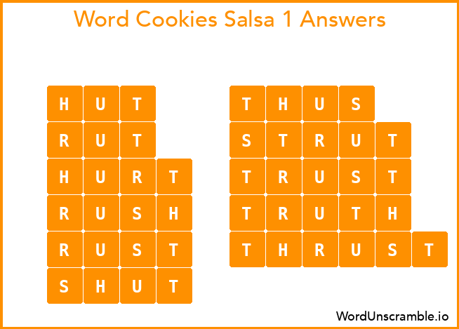 Word Cookies Salsa 1 Answers