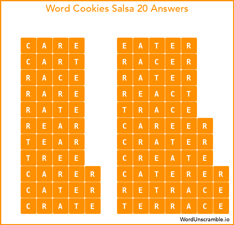 Word Cookies Salsa 20 Answers