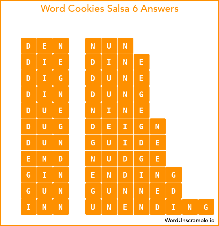 Word Cookies Salsa 6 Answers