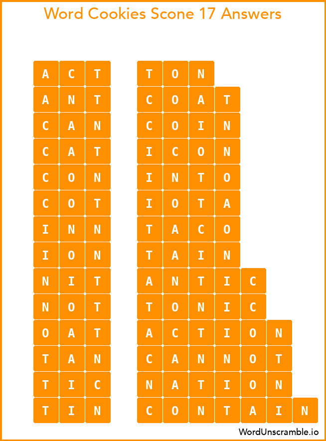 Word Cookies Scone 17 Answers
