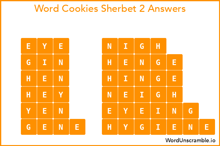 Word Cookies Sherbet 2 Answers