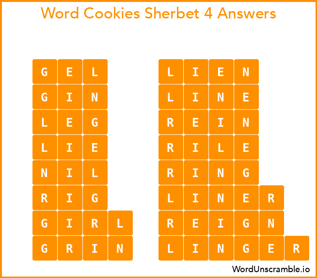 Word Cookies Sherbet 4 Answers