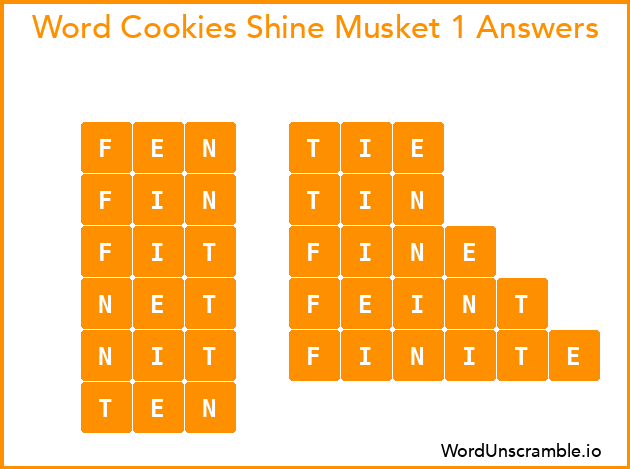 Word Cookies Shine Musket 1 Answers