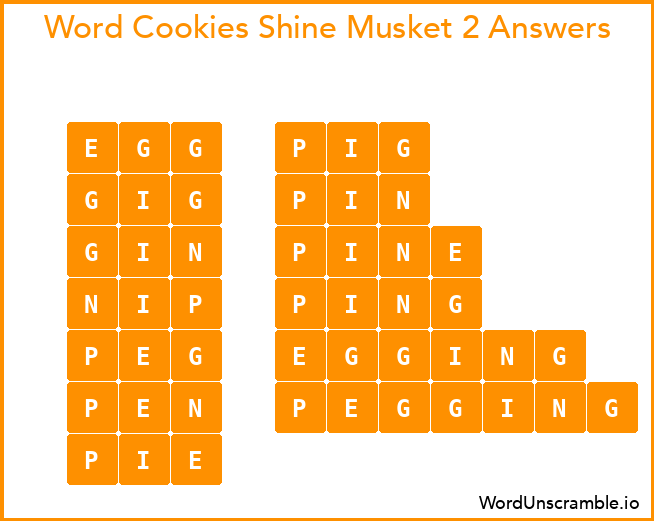Word Cookies Shine Musket 2 Answers