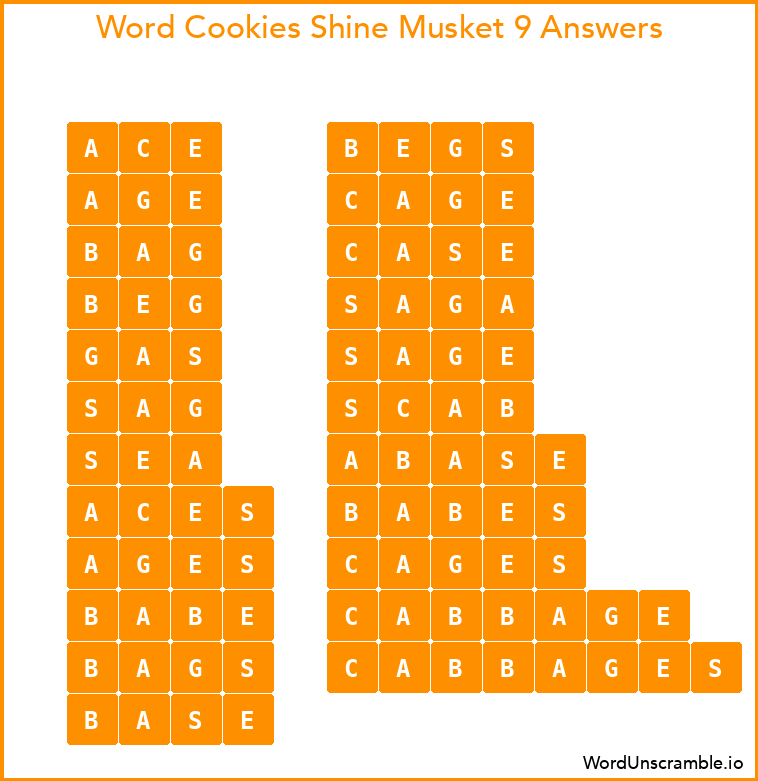 Word Cookies Shine Musket 9 Answers