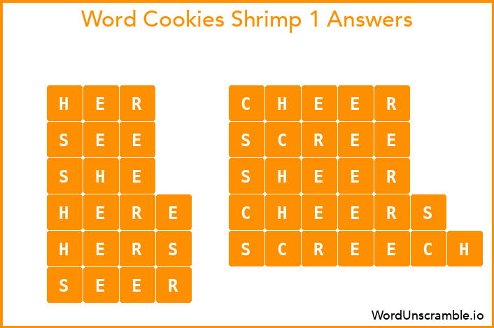 Word Cookies Shrimp 1 Answers