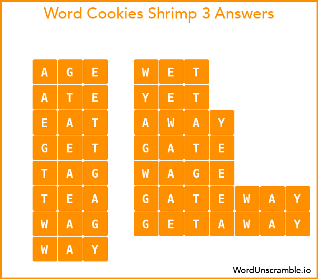 Word Cookies Shrimp 3 Answers