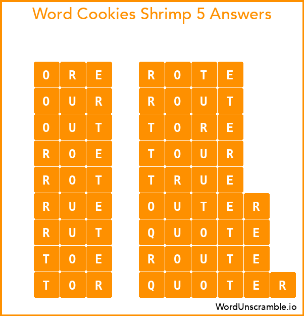 Word Cookies Shrimp 5 Answers