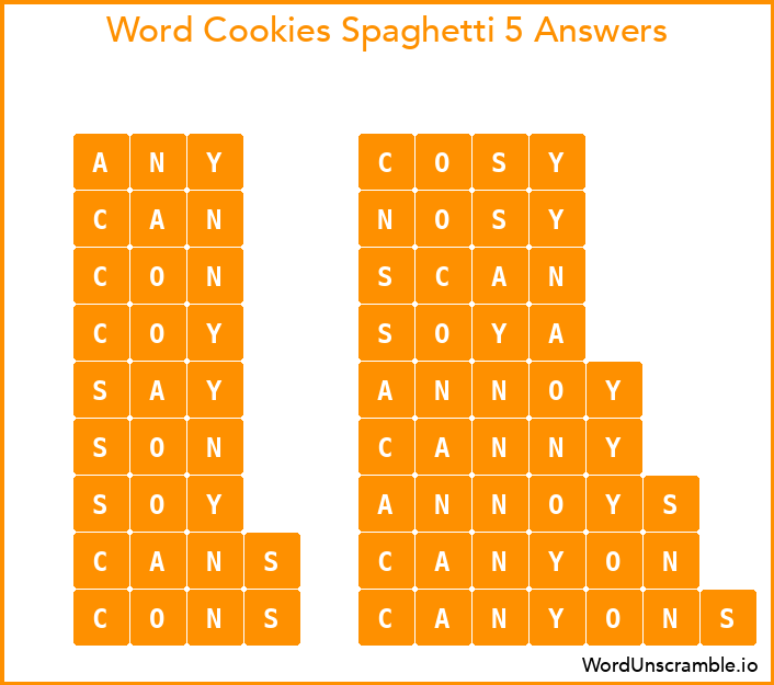 Word Cookies Spaghetti 5 Answers