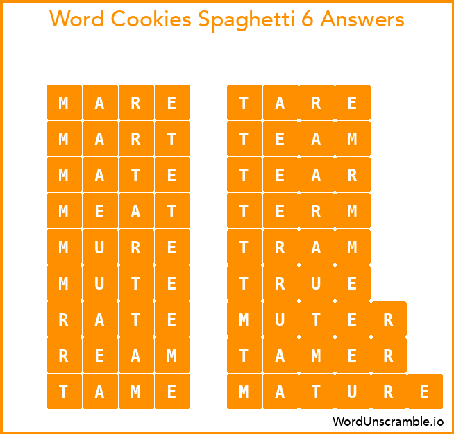 Word Cookies Spaghetti 6 Answers
