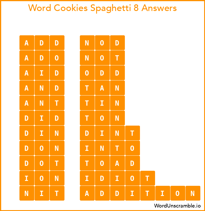 Word Cookies Spaghetti 8 Answers