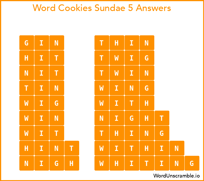 Word Cookies Sundae 5 Answers