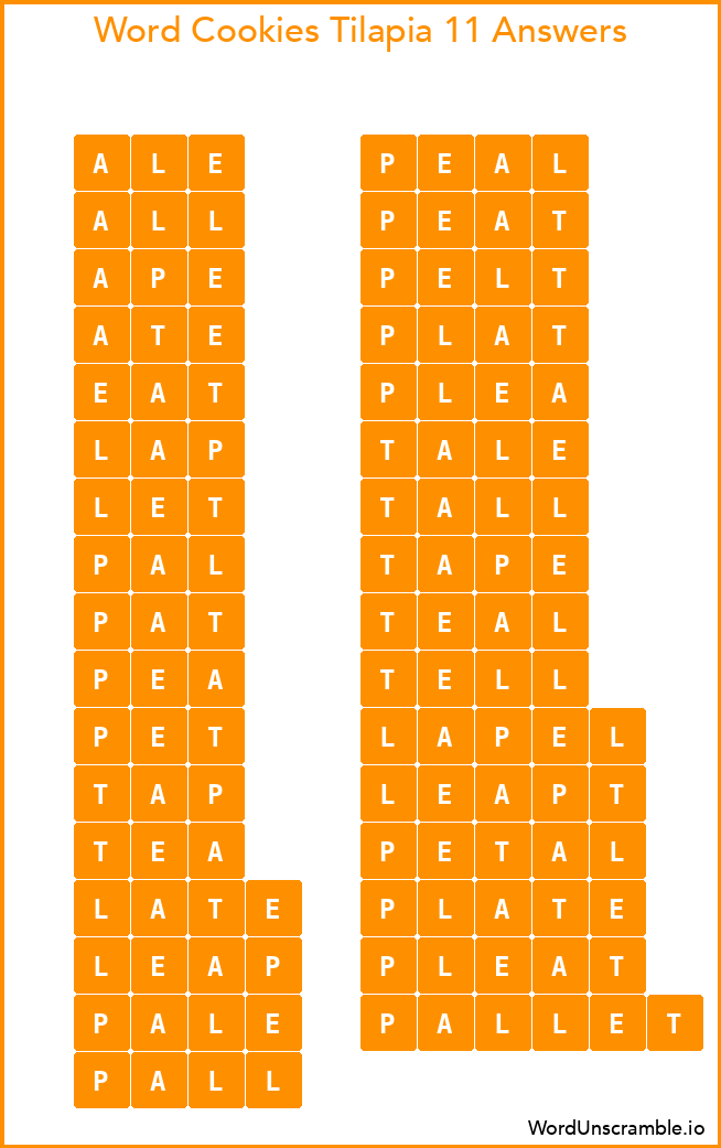 Word Cookies Tilapia 11 Answers