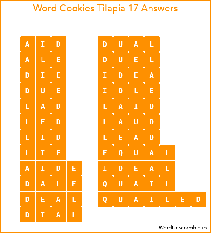 Word Cookies Tilapia 17 Answers