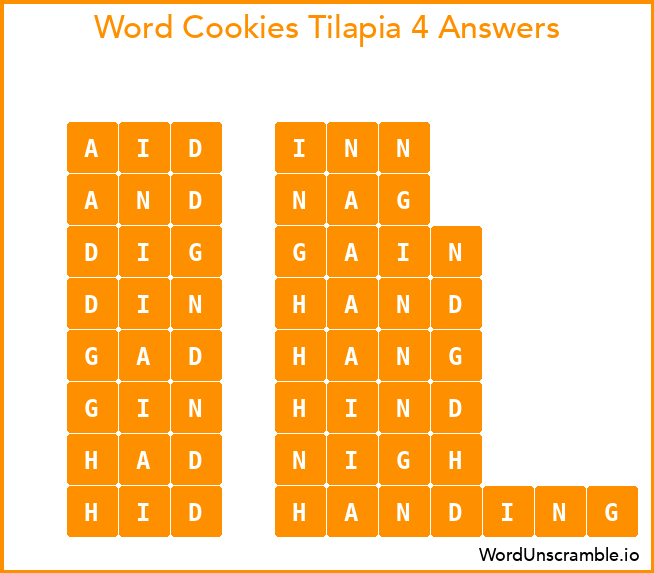 Word Cookies Tilapia 4 Answers