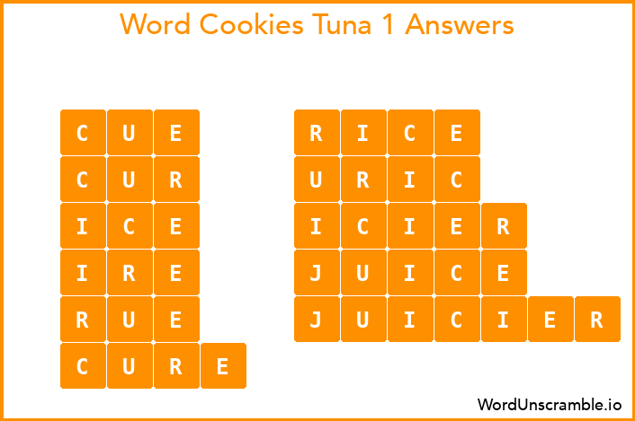 Word Cookies Tuna 1 Answers