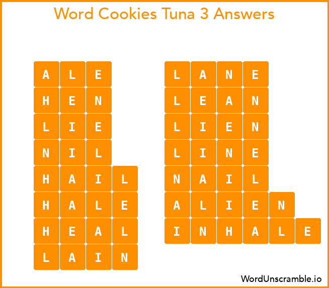 Word Cookies Tuna 3 Answers