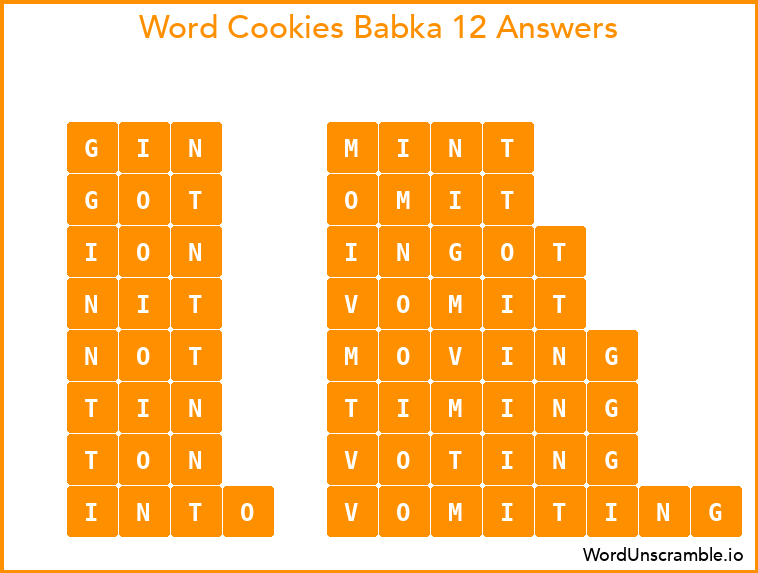 Word Cookies Babka 12 Answers