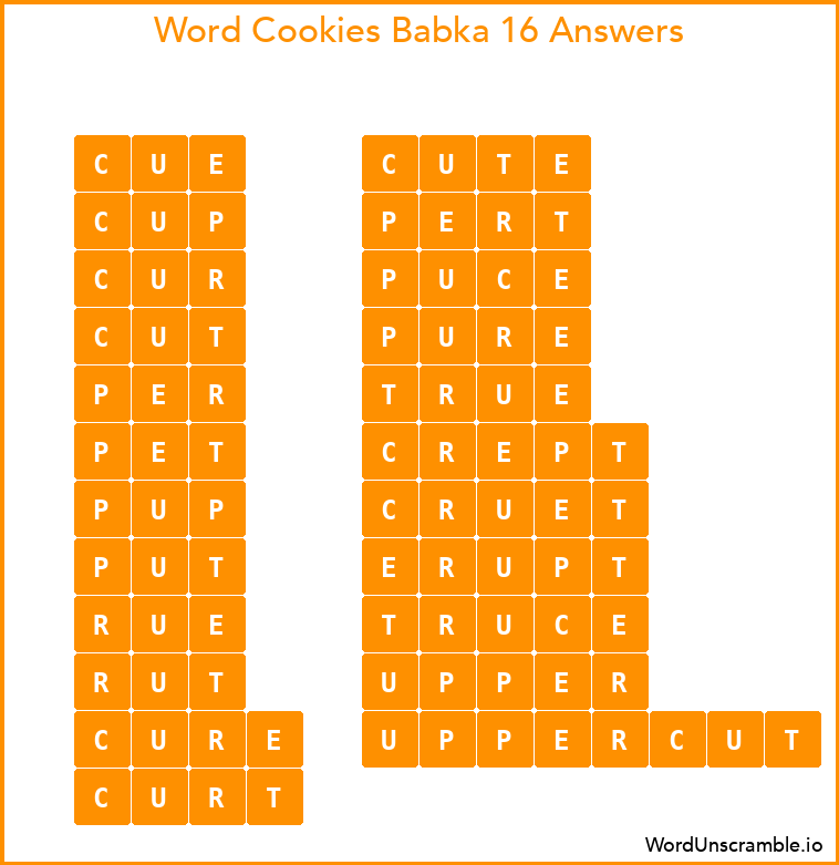 Word Cookies Babka 16 Answers