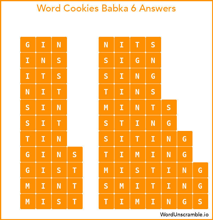 Word Cookies Babka 6 Answers