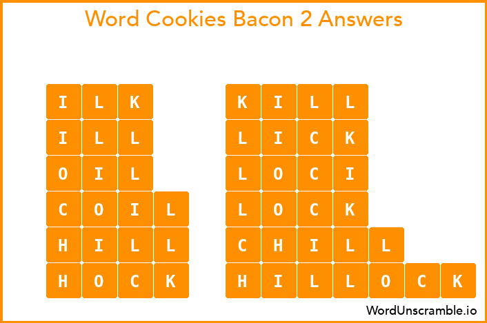 Word Cookies Bacon 2 Answers