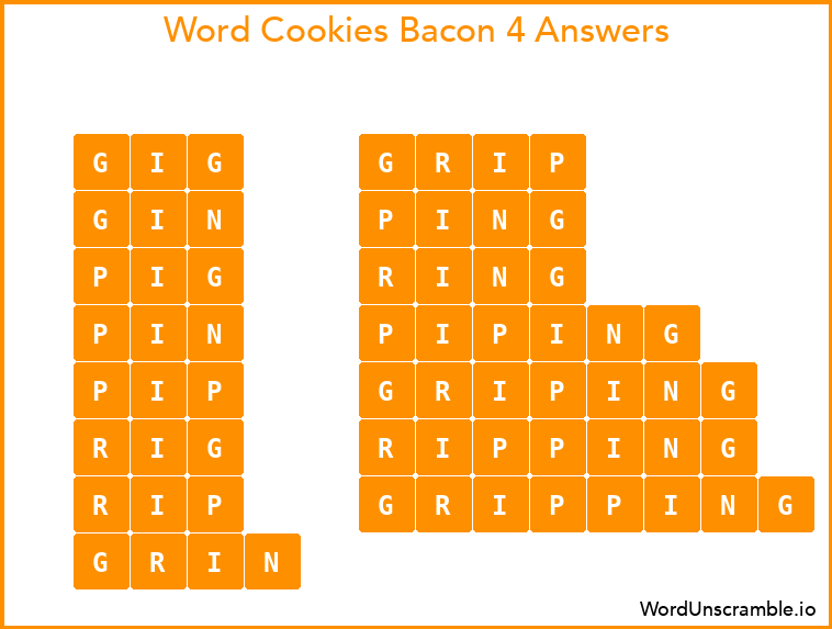 Word Cookies Bacon 4 Answers