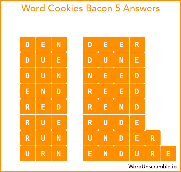 Word Cookies Bacon 5 Answers