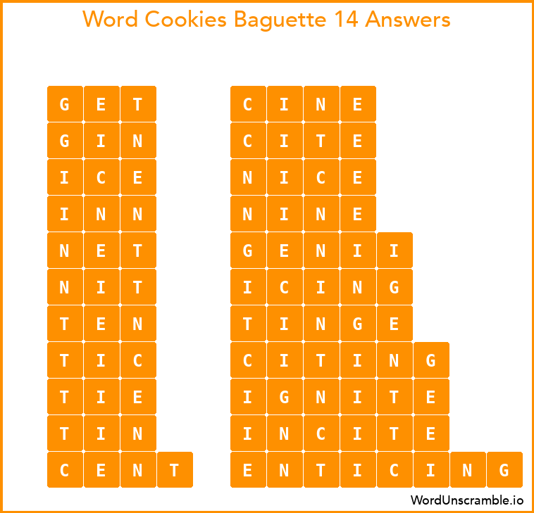 Word Cookies Baguette 14 Answers