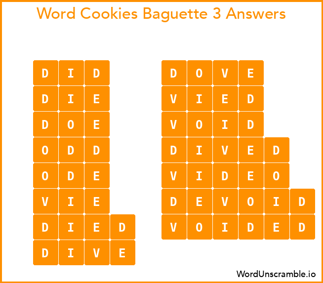 Word Cookies Baguette 3 Answers